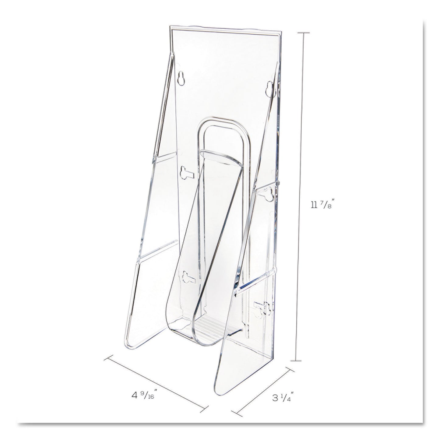 Deflecto Stand-Tall Wall-Mount Literature Rack, Leaflet, 4.56w x 3.25d x 11.88h, Clear (55601)