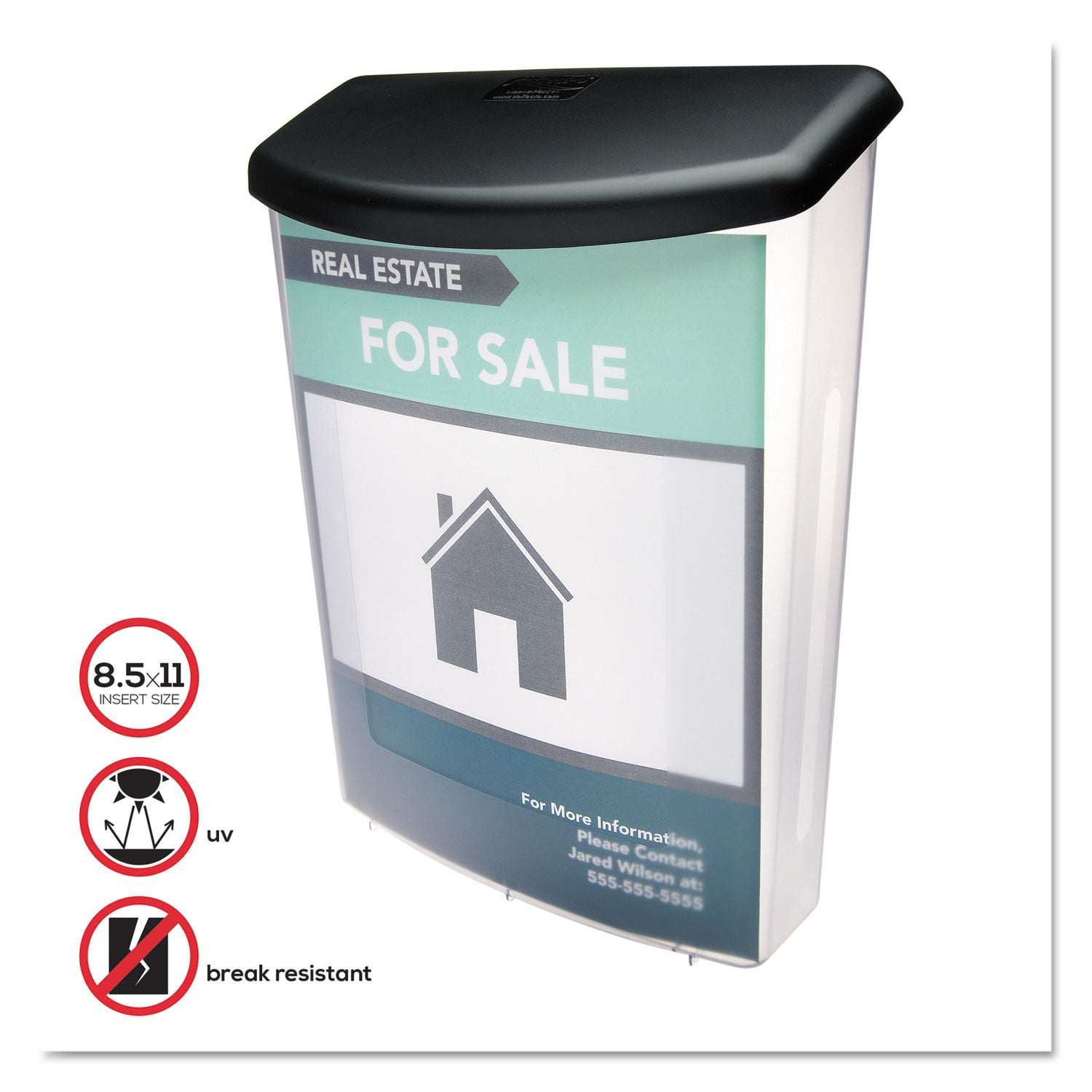 Deflecto Outdoor Literature Box, 10w x 4.5d x 13.13h, Clear/Black (790901)