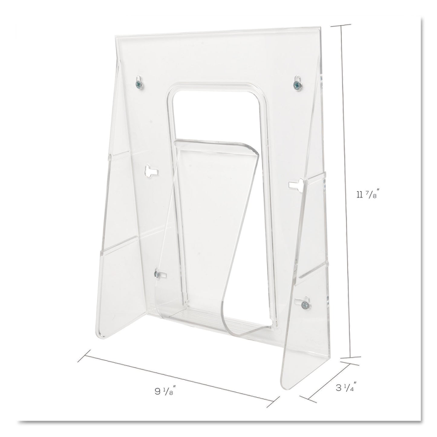 Deflecto Stand-Tall Wall-Mount Literature Rack, Magazine, 9.13w x 3.25d x 11.88h, Clear (55501)