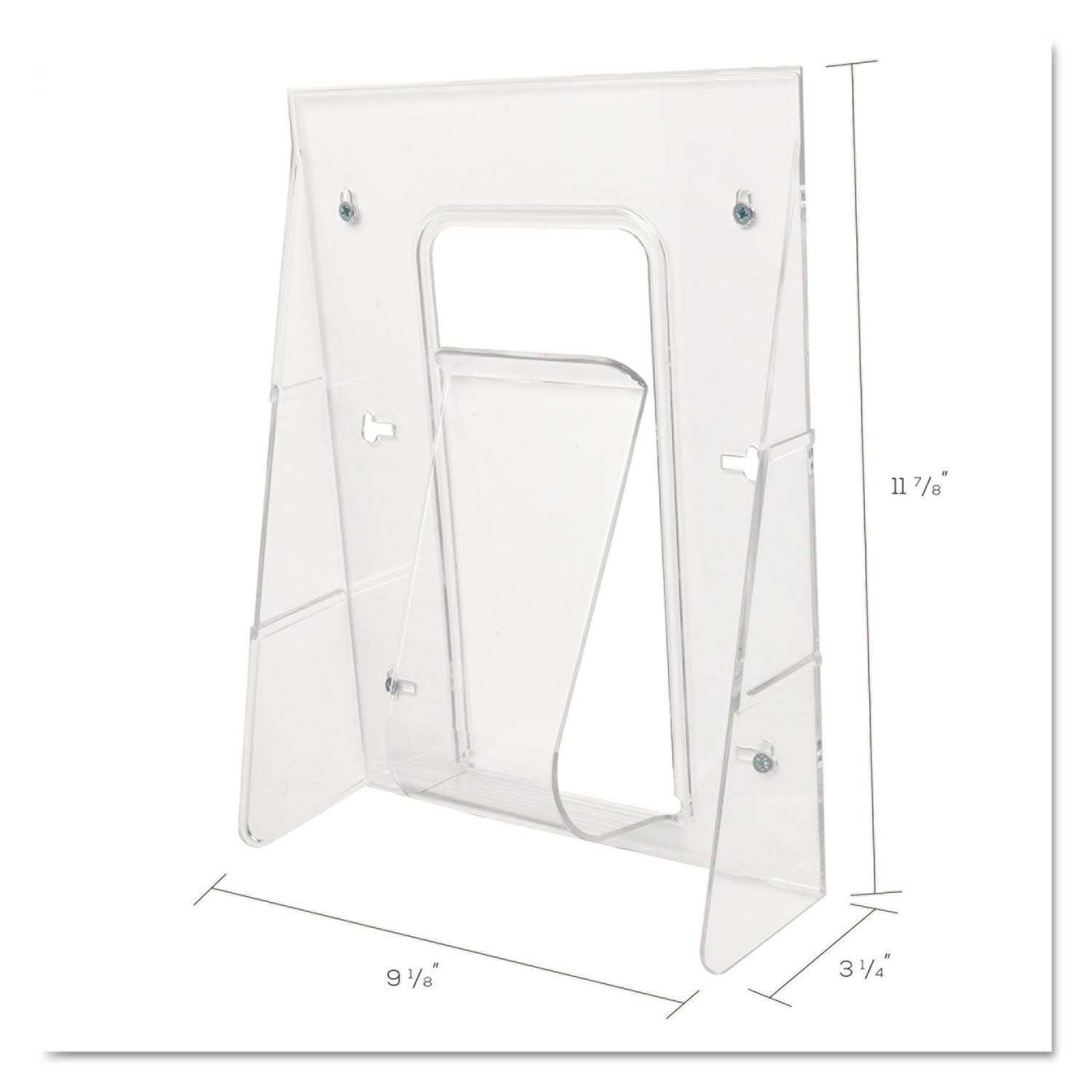 Deflecto Stand-Tall Wall-Mount Literature Rack, Magazine, 9.13w x 3.25d x 11.88h, Clear (55501)