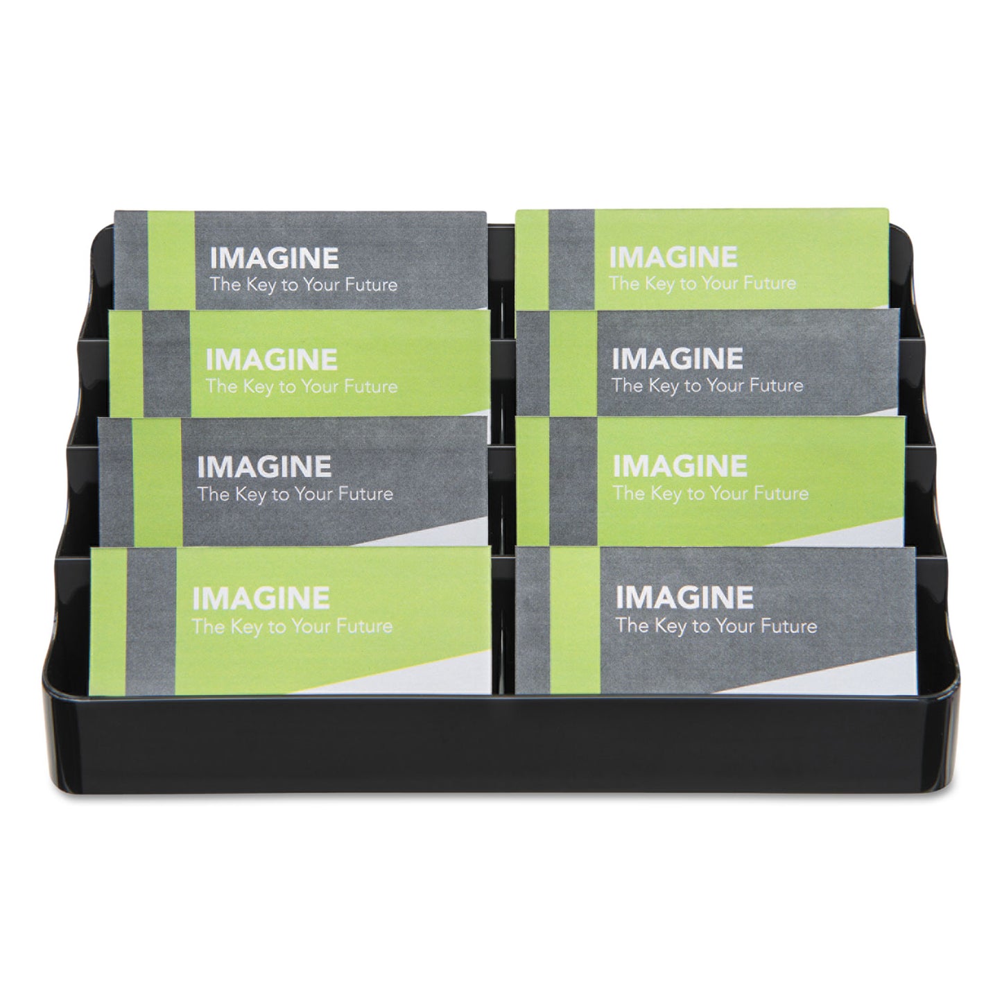 Deflecto 8-Tier Recycled Business Card Holder, Holds 400 Cards, 7.88 x 3.88 x 3.38, Plastic, Black (90804)