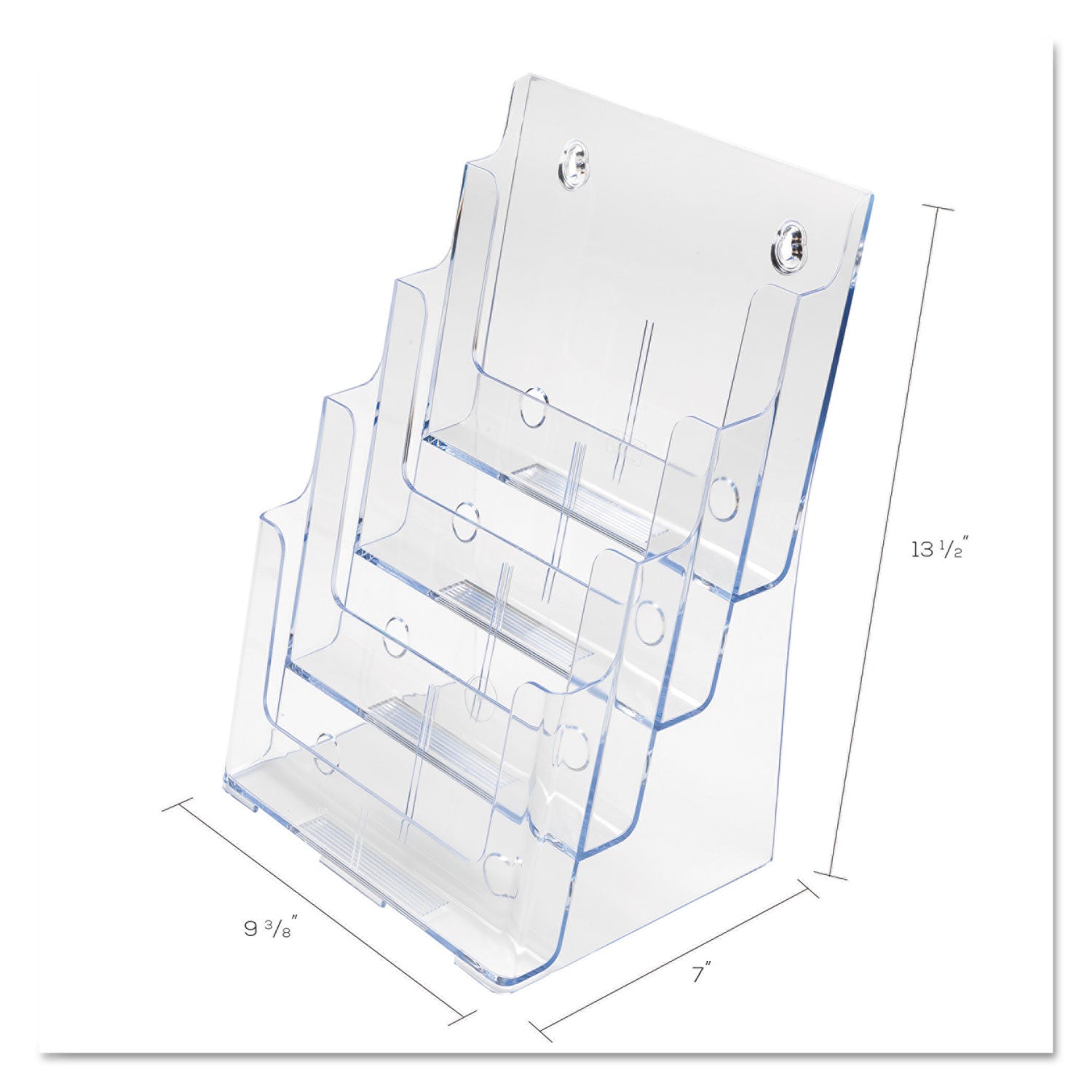 Deflecto 4-Compartment DocuHolder, Magazine Size, 9.38w x 7d x 13.63h, Clear (77441)