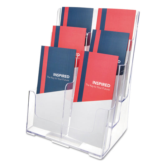 Deflecto 6-Compartment DocuHolder, Leaflet Size, 9.63w x 6.25d x 12.63h, Clear (77401)