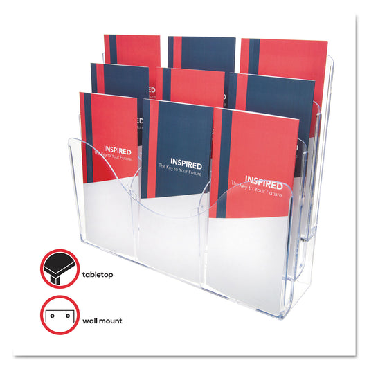 Deflecto 3-Tier Document Organizer w/6 Removable Dividers, 14w x 3.5d x 11.5h, Clear (47631)