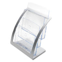 Deflecto 3-Tier Literature Holder, Leaflet Size, 11.25w x 6.94d x 13.31h, Silver (693745)