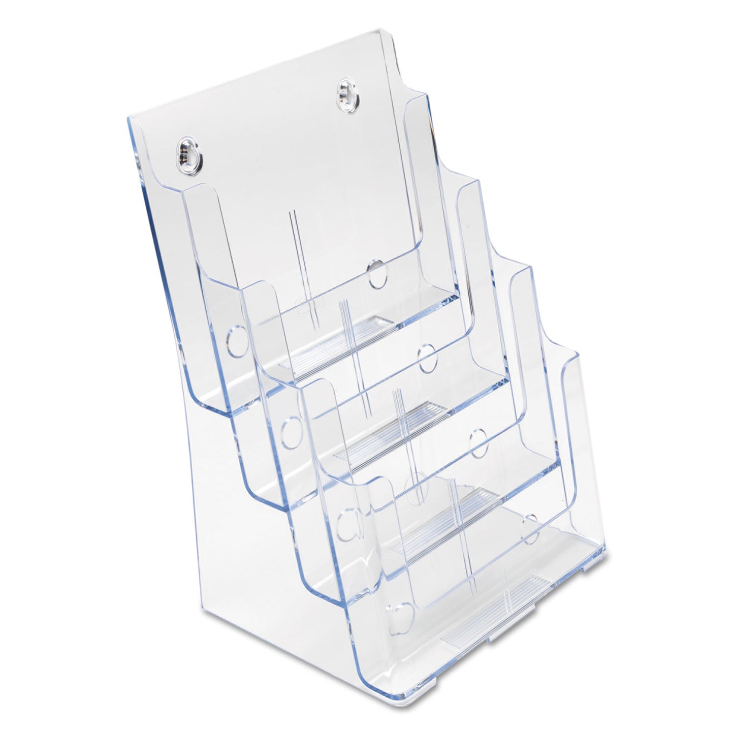 Deflecto 4-Compartment DocuHolder, Magazine Size, 9.38w x 7d x 13.63h, Clear (77441)