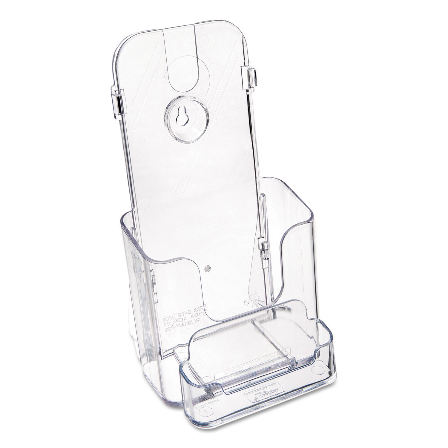 Deflecto DocuHolder for Countertop/Wall-Mount w/Card Holder, 4.38w x 4.25d x 7.75h, Clear (78601)