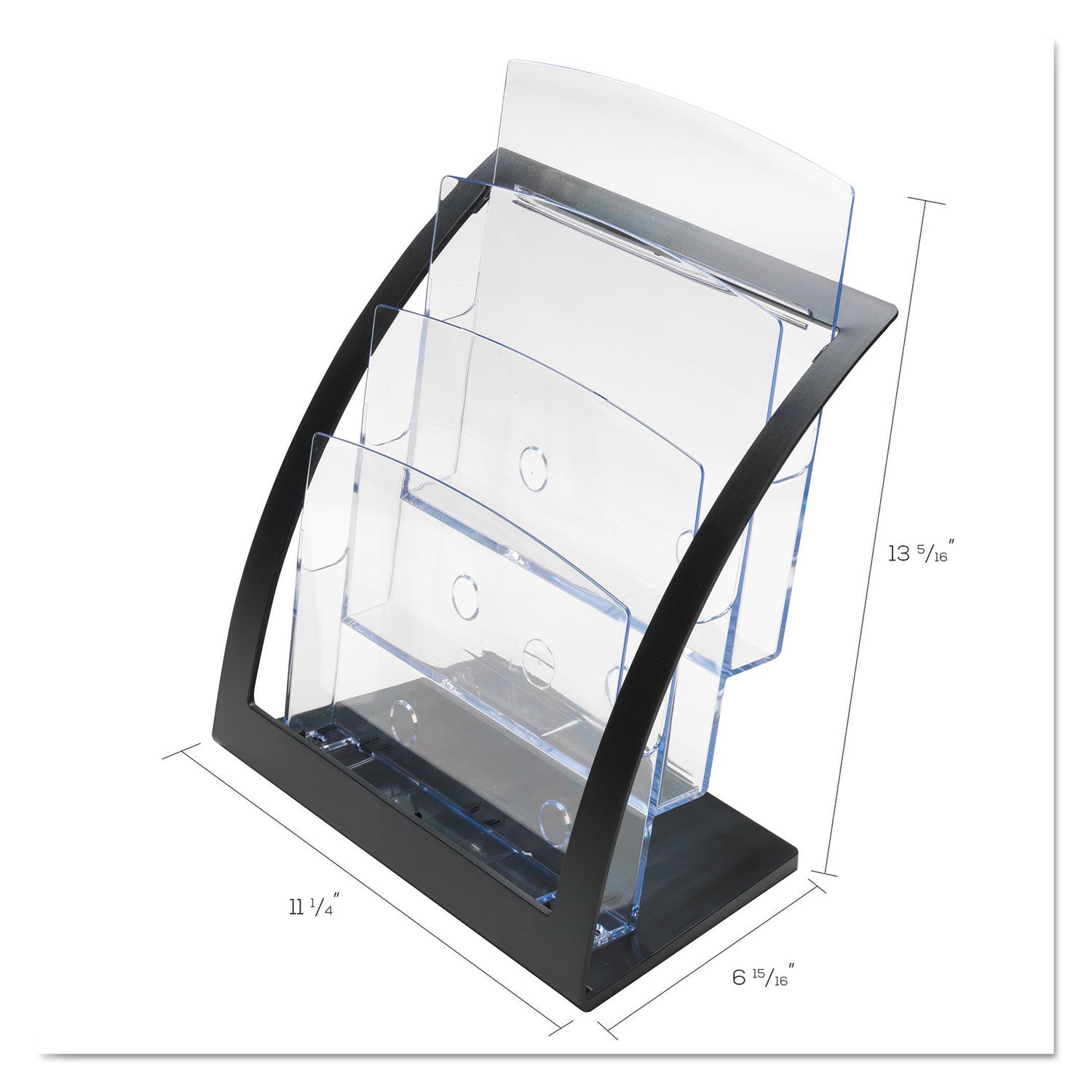 Deflecto 3-Tier Literature Holder, Leaflet Size, 11.25w x 6.94d x 13.31h, Black (693704)