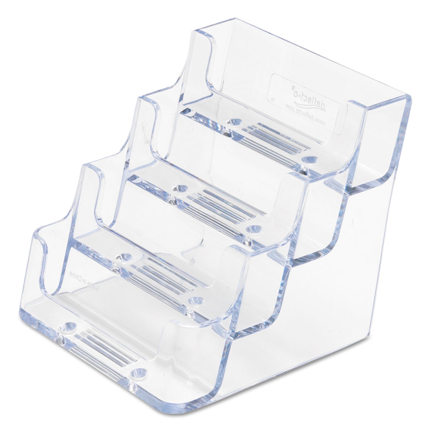 Deflecto 4-Pocket Business Card Holder, Holds 200 Cards, 3.94 x 3.5 x 3.75, Plastic, Clear (70841)