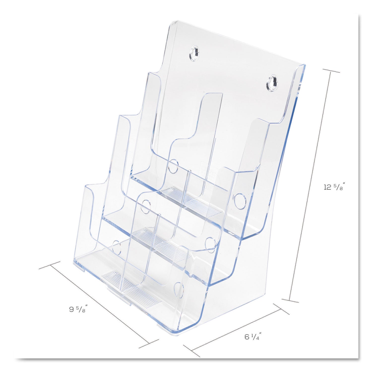 Deflecto 6-Compartment DocuHolder, Leaflet Size, 9.63w x 6.25d x 12.63h, Clear (77401)