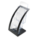 Deflecto 3-Tier Literature Holder, Leaflet Size, 6.75w x 6.94d x 13.31h, Black (693604)
