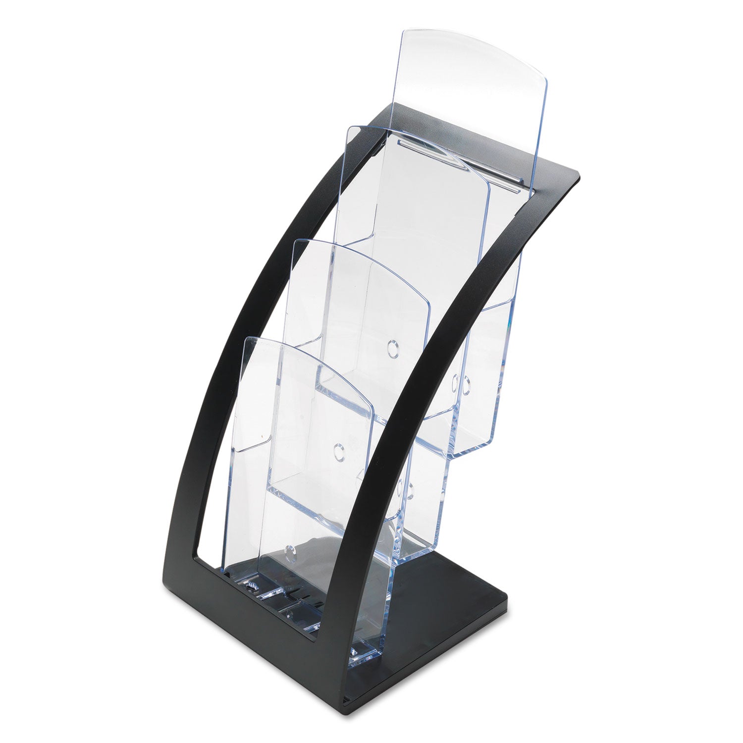 Deflecto 3-Tier Literature Holder, Leaflet Size, 6.75w x 6.94d x 13.31h, Black (693604)