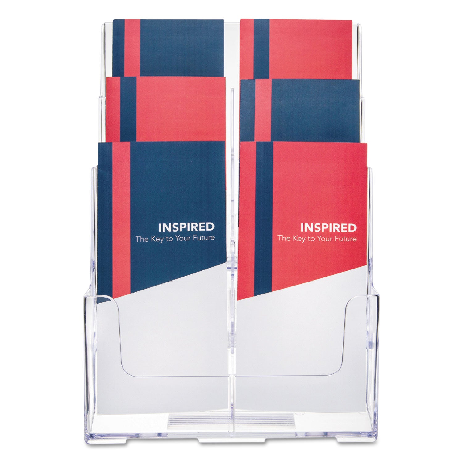 Deflecto 6-Compartment DocuHolder, Leaflet Size, 9.63w x 6.25d x 12.63h, Clear (77401)