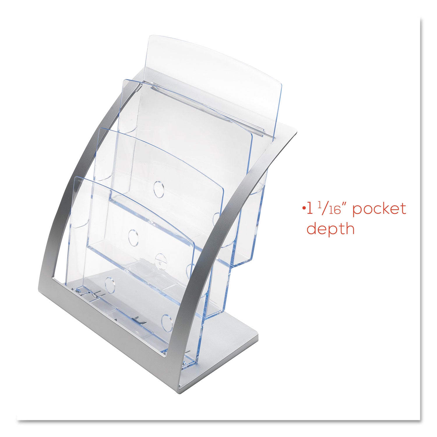 Deflecto 3-Tier Literature Holder, Leaflet Size, 11.25w x 6.94d x 13.31h, Silver (693745)