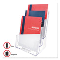 Deflecto 3-Compartment DocuHolder, Magazine Size, 9.5w x 6.25d x 12.63, Clear (77301)