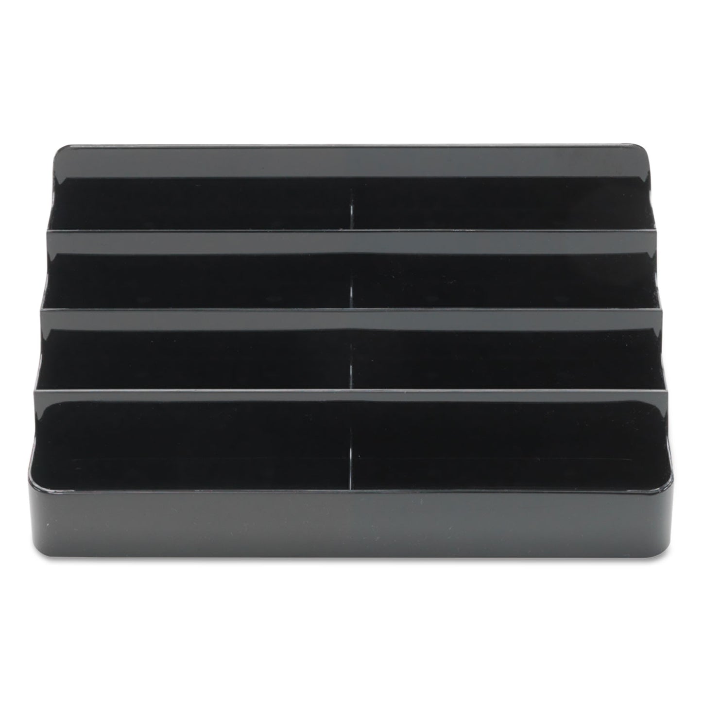 Deflecto 8-Tier Recycled Business Card Holder, Holds 400 Cards, 7.88 x 3.88 x 3.38, Plastic, Black (90804)