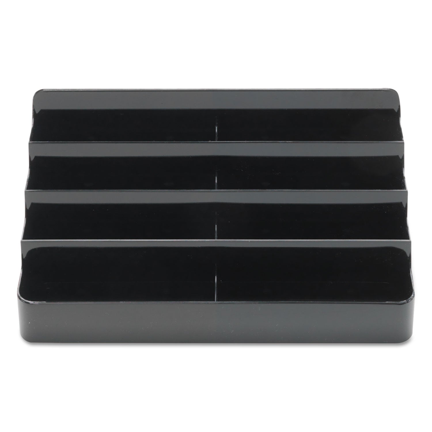 Deflecto 8-Tier Recycled Business Card Holder, Holds 400 Cards, 7.88 x 3.88 x 3.38, Plastic, Black (90804)