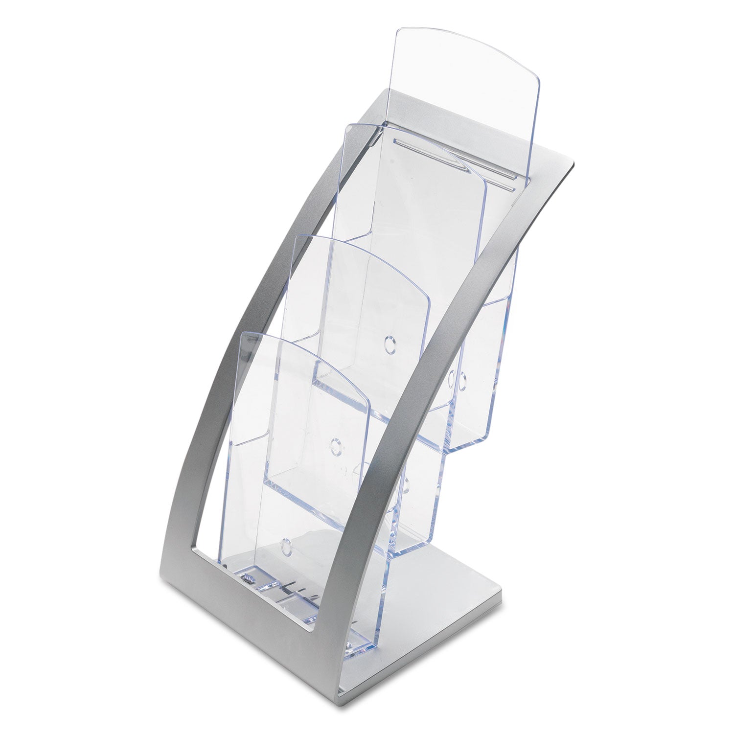 Deflecto 3-Tier Literature Holder, Leaflet Size, 6.75w x 6.94d x 13.31h, Silver (693645)