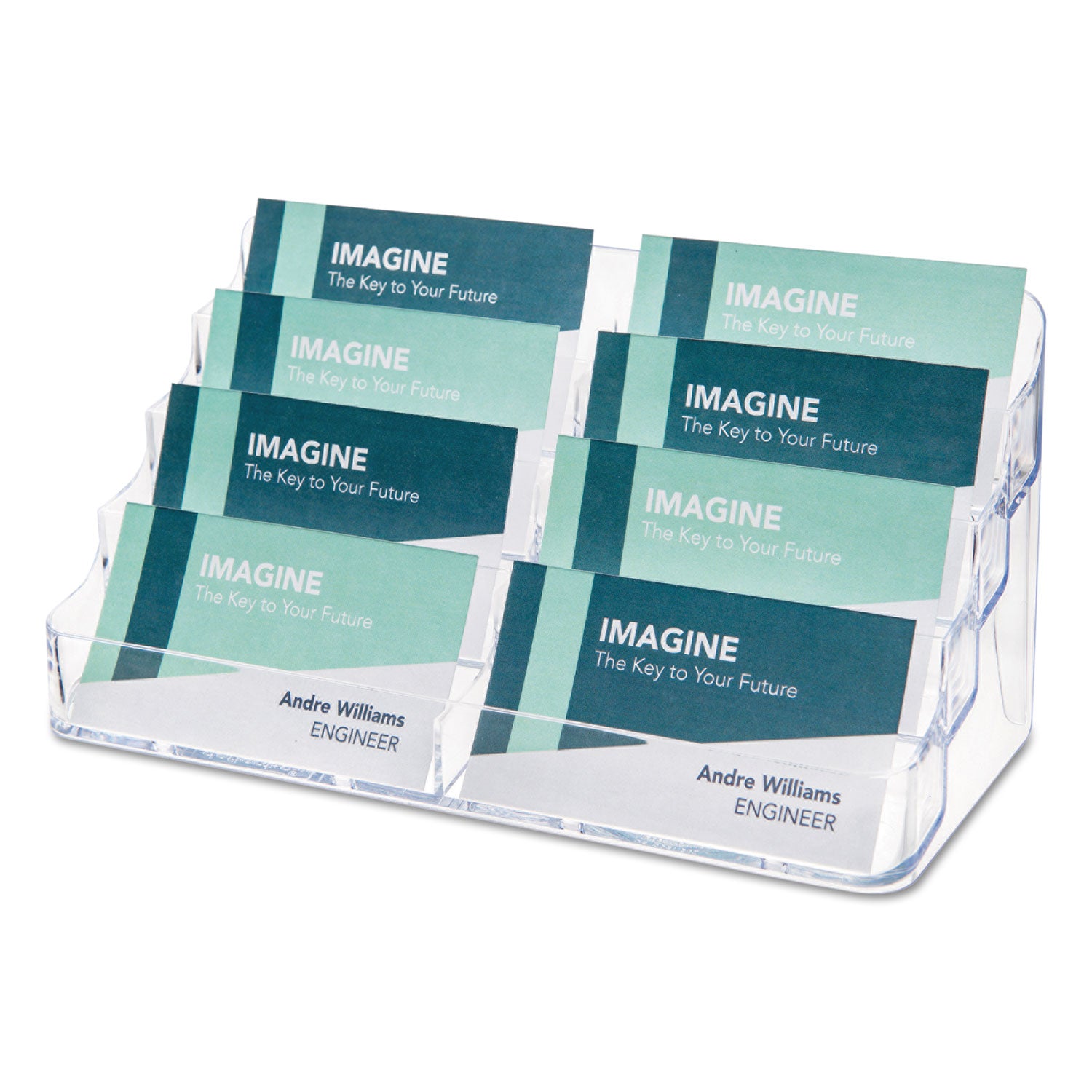 Deflecto 8-Pocket Business Card Holder, Holds 400 Cards, 7.78 x 3.5 x 3.38, Plastic, Clear (70801)