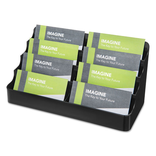 Deflecto 8-Tier Recycled Business Card Holder, Holds 400 Cards, 7.88 x 3.88 x 3.38, Plastic, Black (90804)