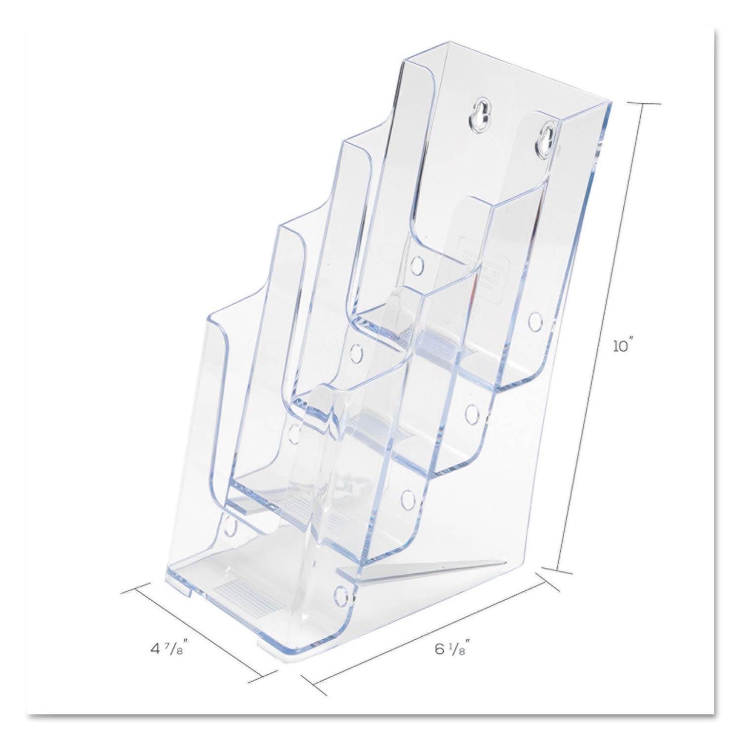 Deflecto 4-Compartment DocuHolder, Leaflet Size, 4.88w x 6.13d x 10h, Clear (77701)