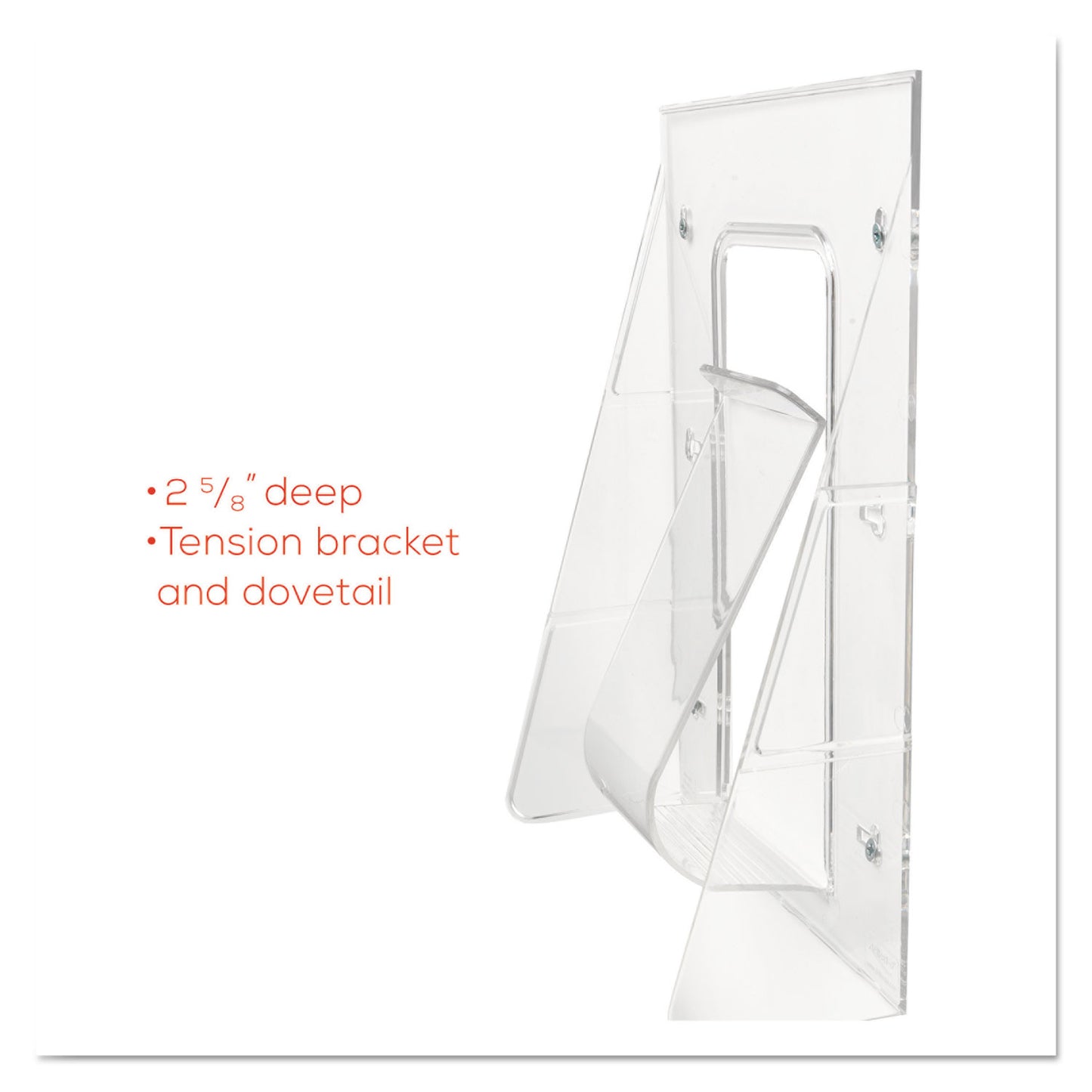 Deflecto Stand-Tall Wall-Mount Literature Rack, Magazine, 9.13w x 3.25d x 11.88h, Clear (55501)