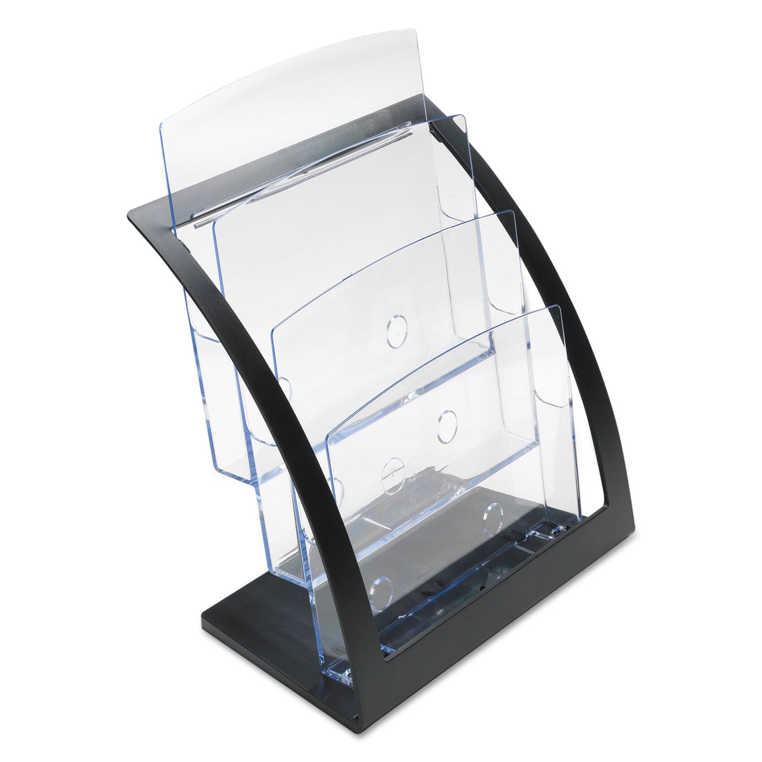 Deflecto 3-Tier Literature Holder, Leaflet Size, 11.25w x 6.94d x 13.31h, Black (693704)