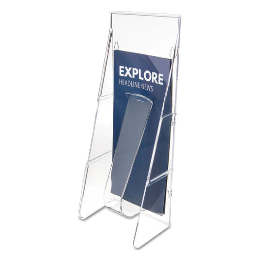 Deflecto Stand-Tall Wall-Mount Literature Rack, Leaflet, 4.56w x 3.25d x 11.88h, Clear (55601)