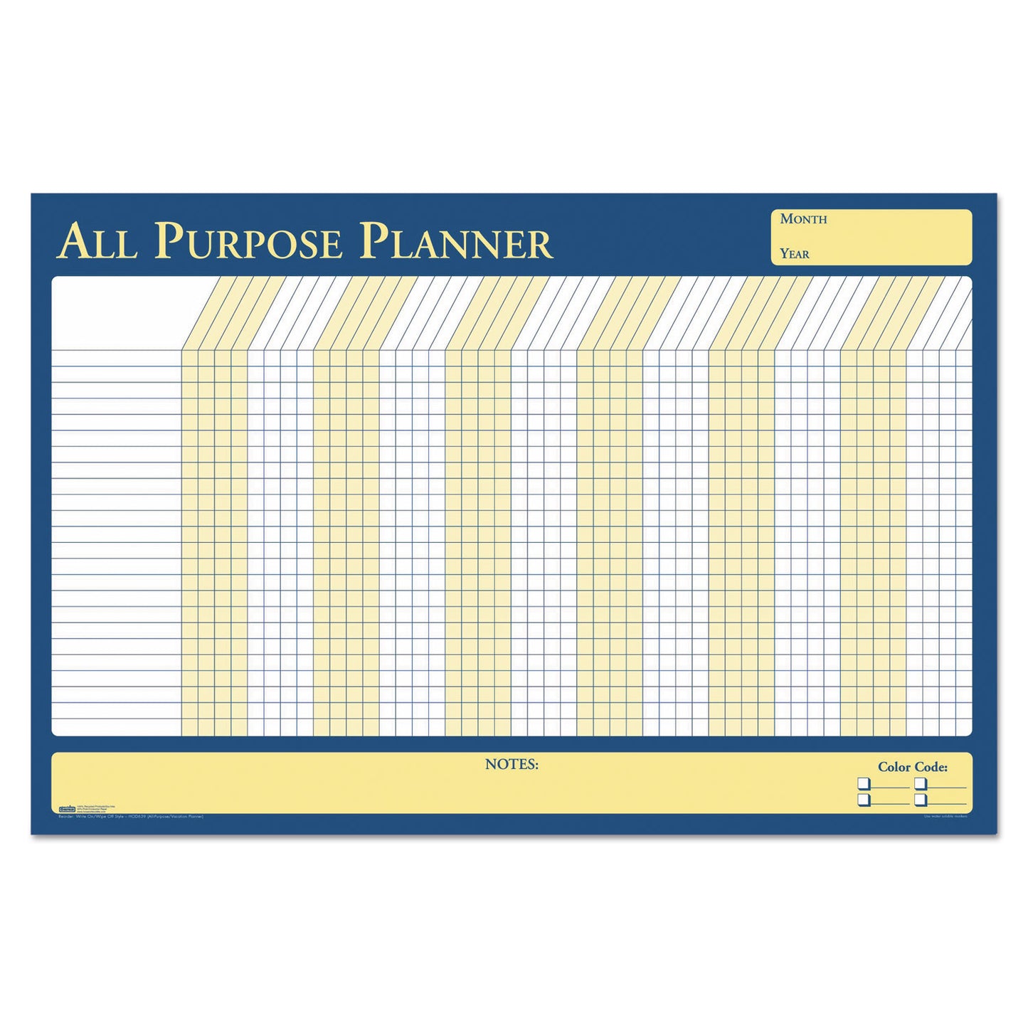 House of Doolittle 100% Recycled All-Purpose/Vacation Planner, 36 x 24, White/Blue/Yellow Surface (639)