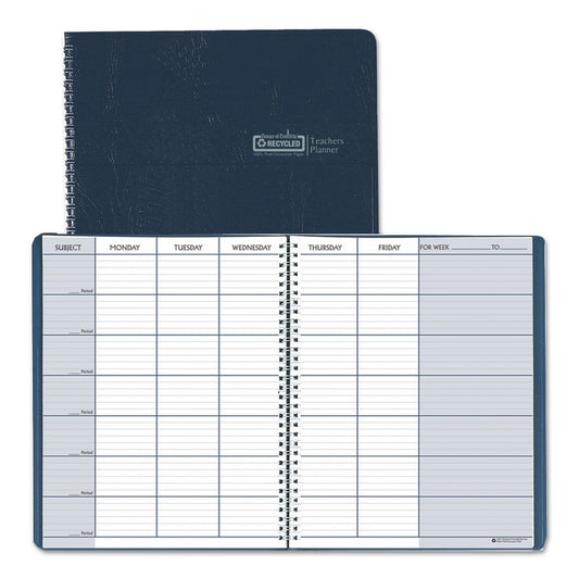 House of Doolittle Recycled Teacher's Planner, Weekly, Two-Page Spread (Seven Classes), 11 x 8.5, Blue Cover (50907)