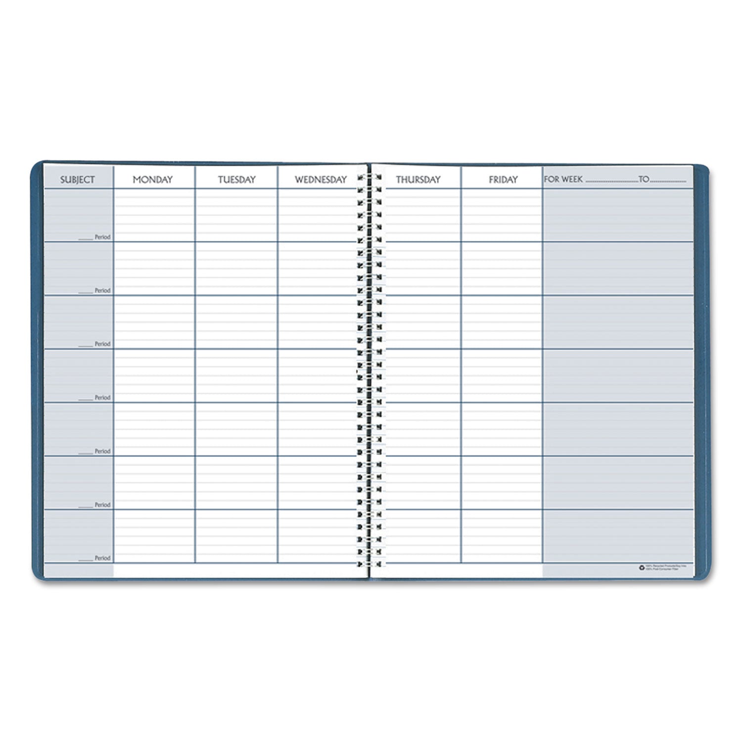 House of Doolittle Recycled Teacher's Planner, Weekly, Two-Page Spread (Seven Classes), 11 x 8.5, Blue Cover (50907)