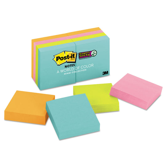 Post-it Pads in Supernova Neon Collection Colors, 2" x 2", 90 Sheets/Pad, 8 Pads/Pack (6228SSMIA)