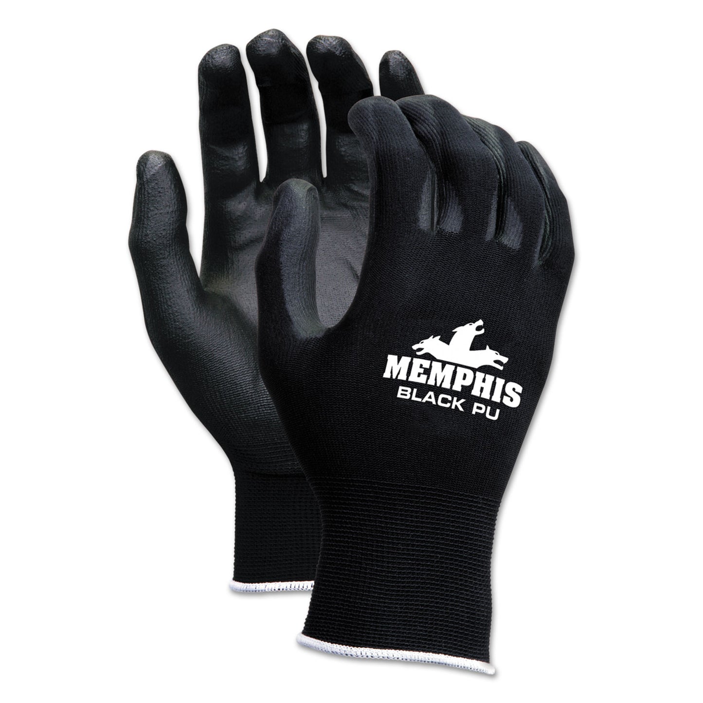 MCR Safety Economy PU Coated Work Gloves, Black, X-Small, Dozen (9669XS)