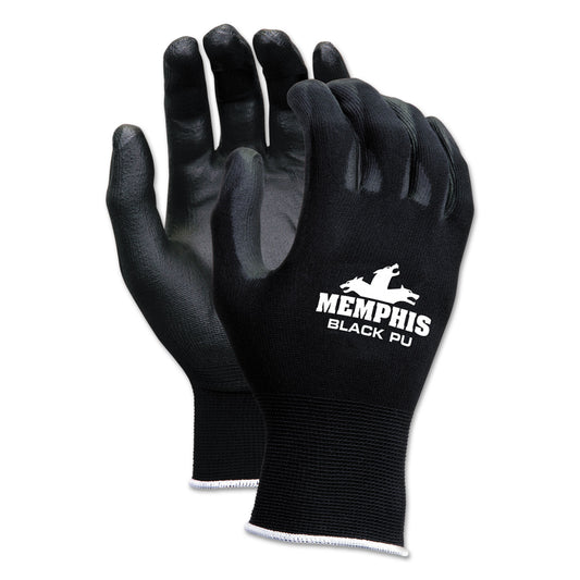 MCR Safety Economy PU Coated Work Gloves, Black, X-Large, Dozen (9669XL)