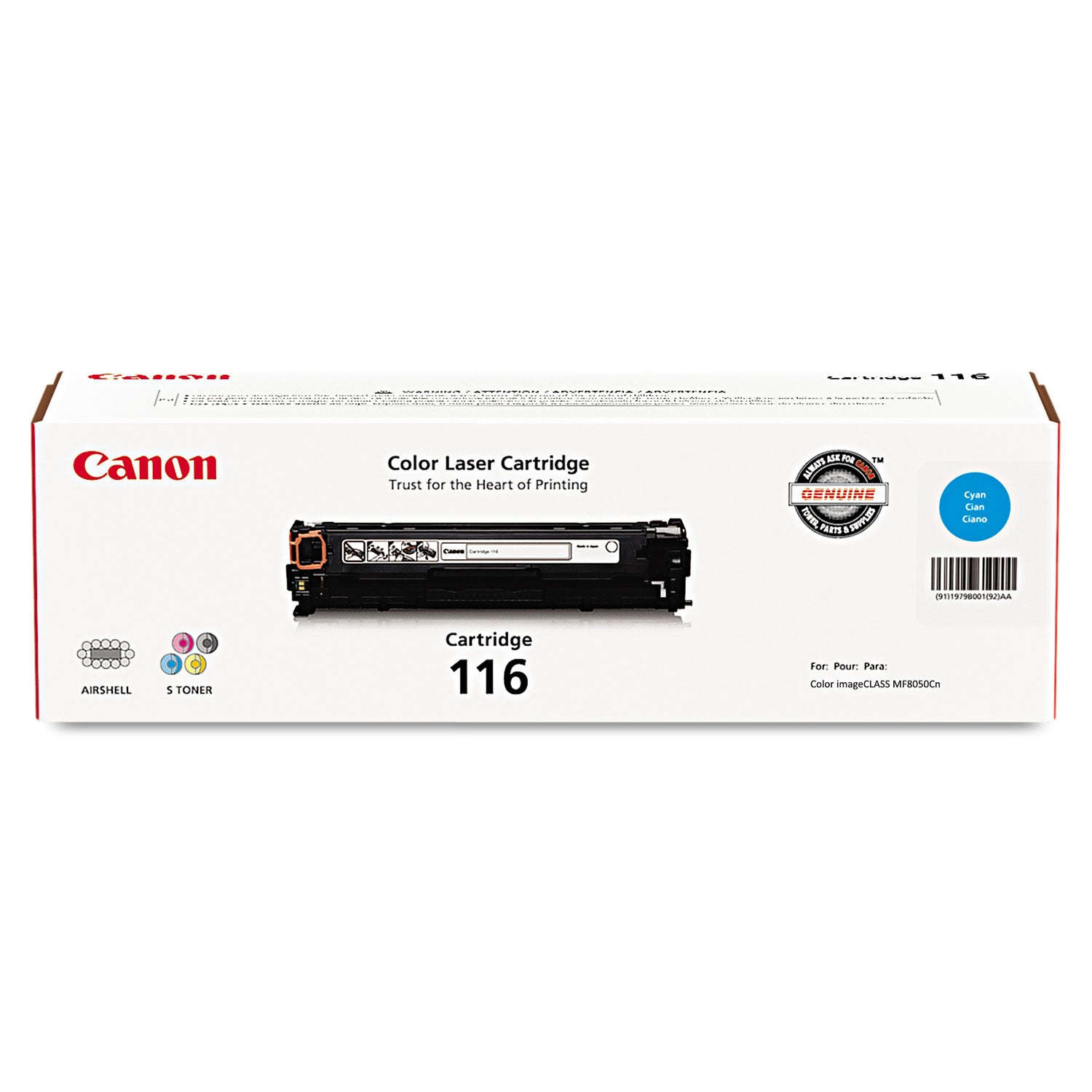 Canon 1979B001 (116) Toner, 1,500 Page-Yield, Cyan