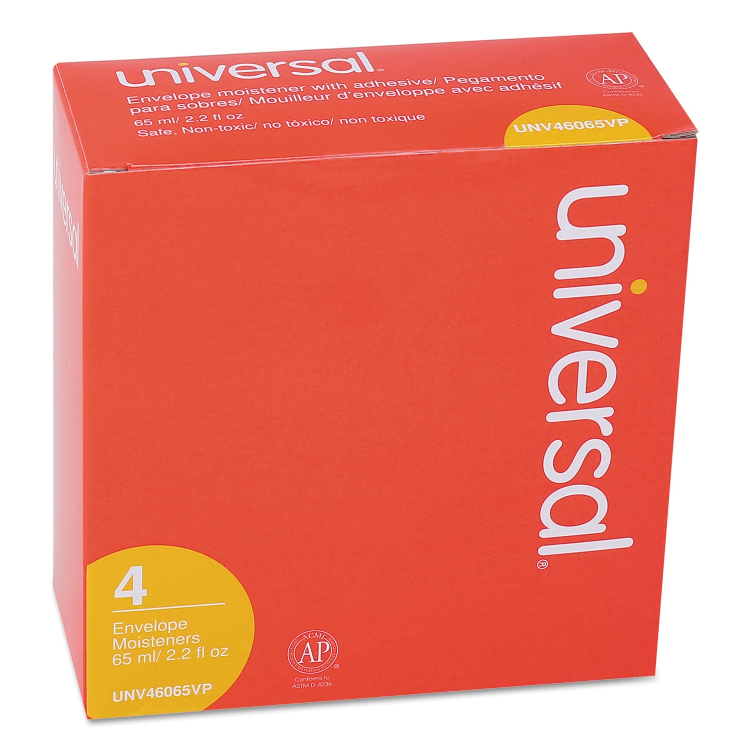 Universal Envelope Moistener with Adhesive, 2.2 oz Bottle, Clear, 4/Pack (46065VP)