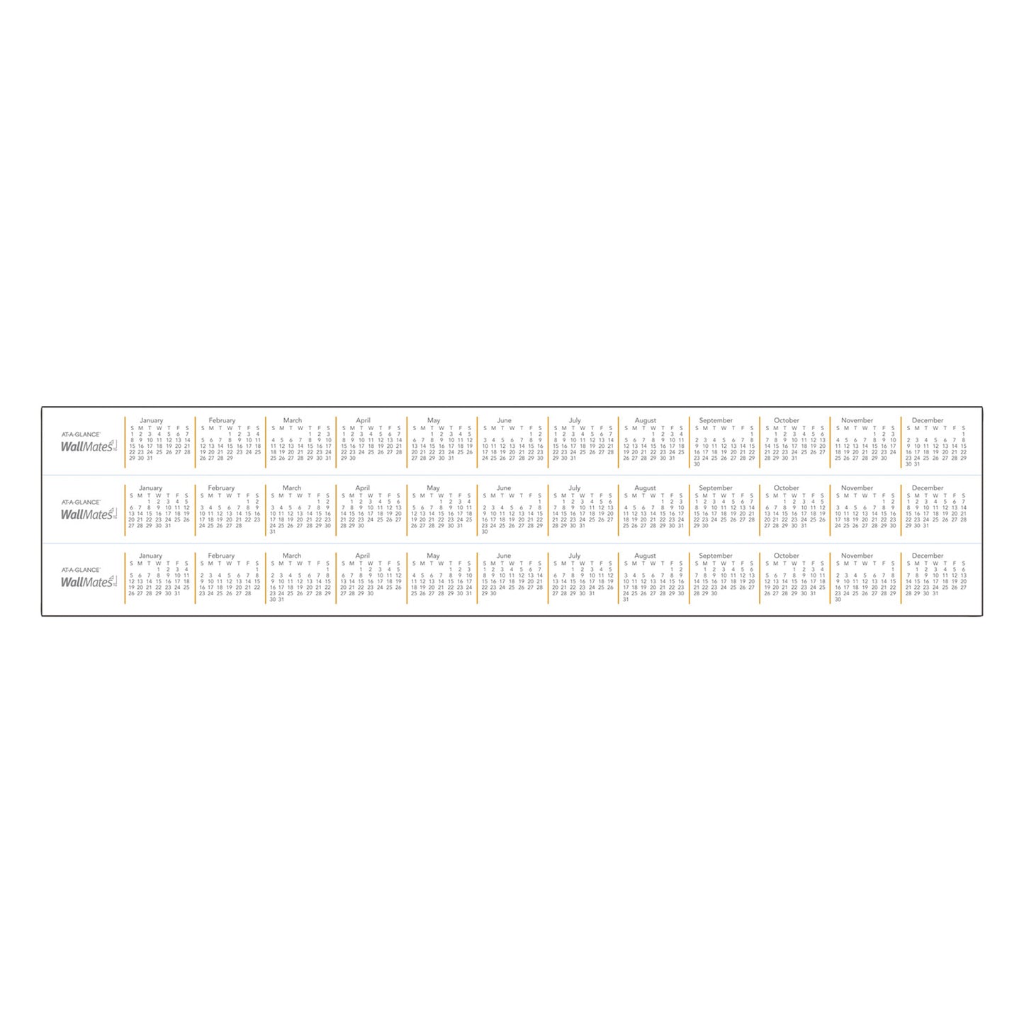 AT-A-GLANCE WallMates Self-Adhesive Dry Erase Monthly Planning Surfaces, 24 x 18, White/Gray/Orange Sheets, Undated (AW502028)
