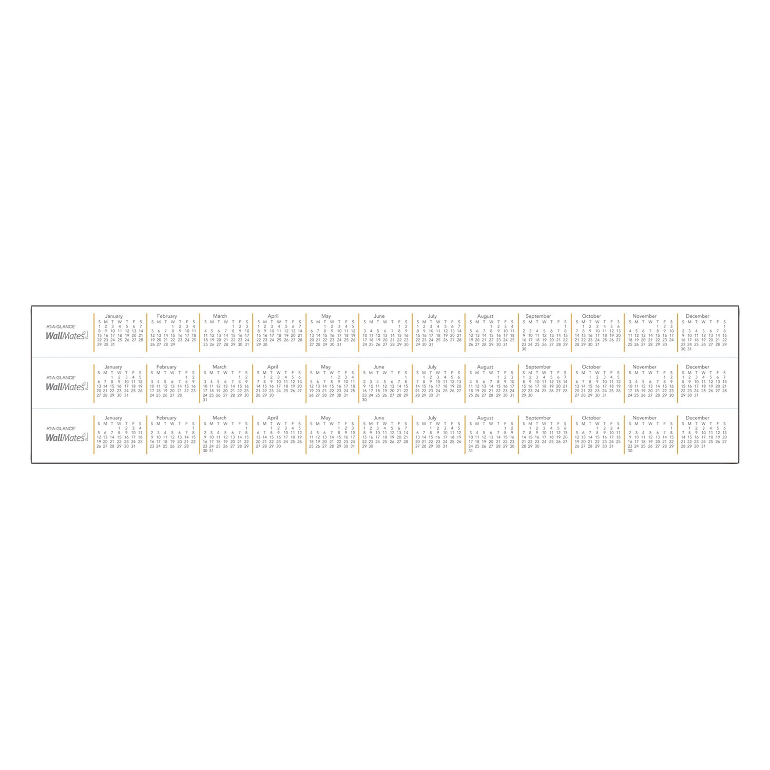 AT-A-GLANCE WallMates Self-Adhesive Dry Erase Monthly Planning Surfaces, 24 x 18, White/Gray/Orange Sheets, Undated (AW502028)