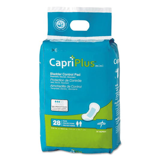 Capri Plus Bladder Control Pads, Regular, 5.5" X 10.5", 28/pack, 12/carton