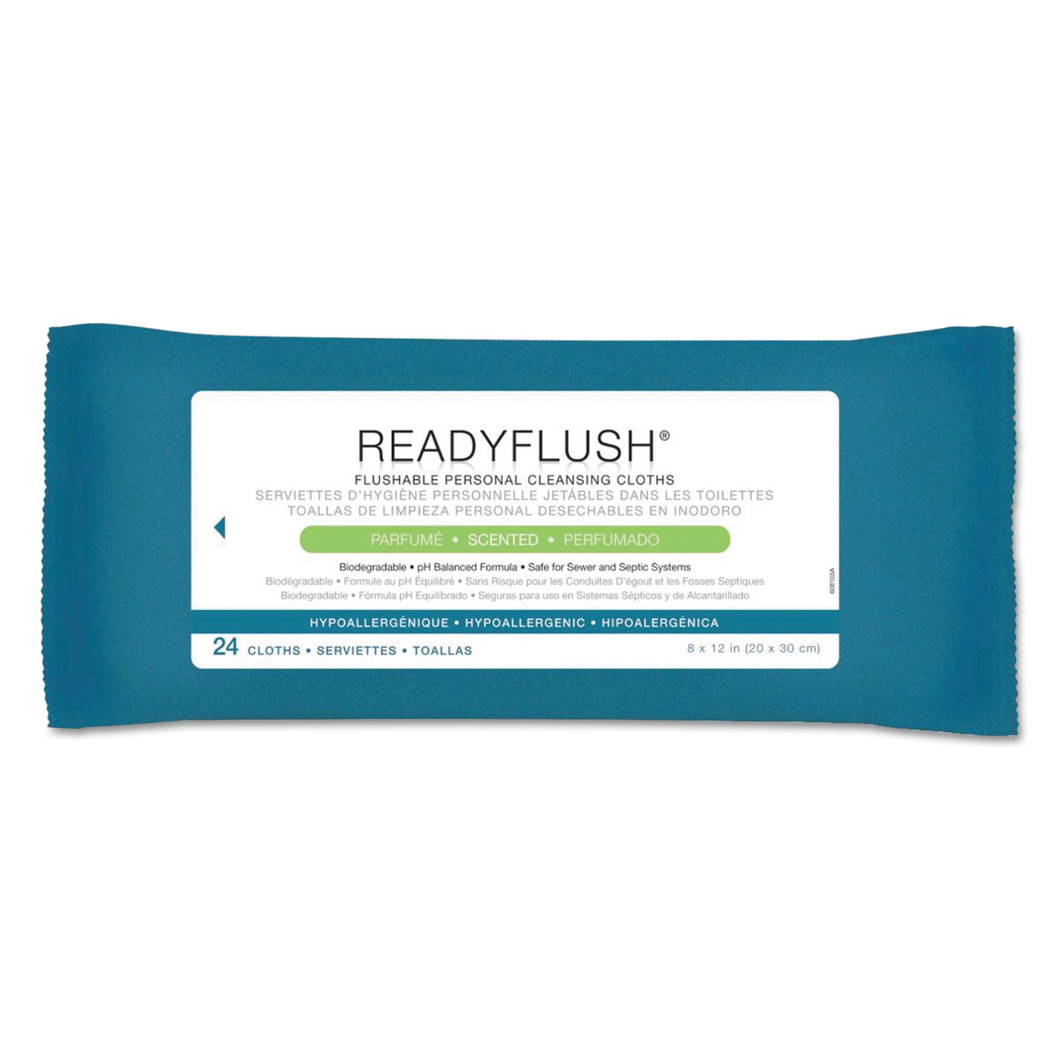 Medline ReadyFlush Biodegradable Flushable Wipes, 1-Ply, 8 x 12, White, 24/Pack, 24 Packs/Carton (MSC263810CT)