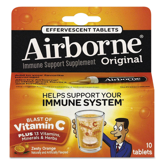 Airborne Immune Support Effervescent Tablet, Zesty Orange, 10/Box, 72 Boxes/Carton (30004CT)