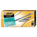 BIC Round Stic Xtra Precision Ballpoint Pen, Stick, Fine 0.8 mm, Black Ink, Smoke Barrel, Dozen (GSF11BK)