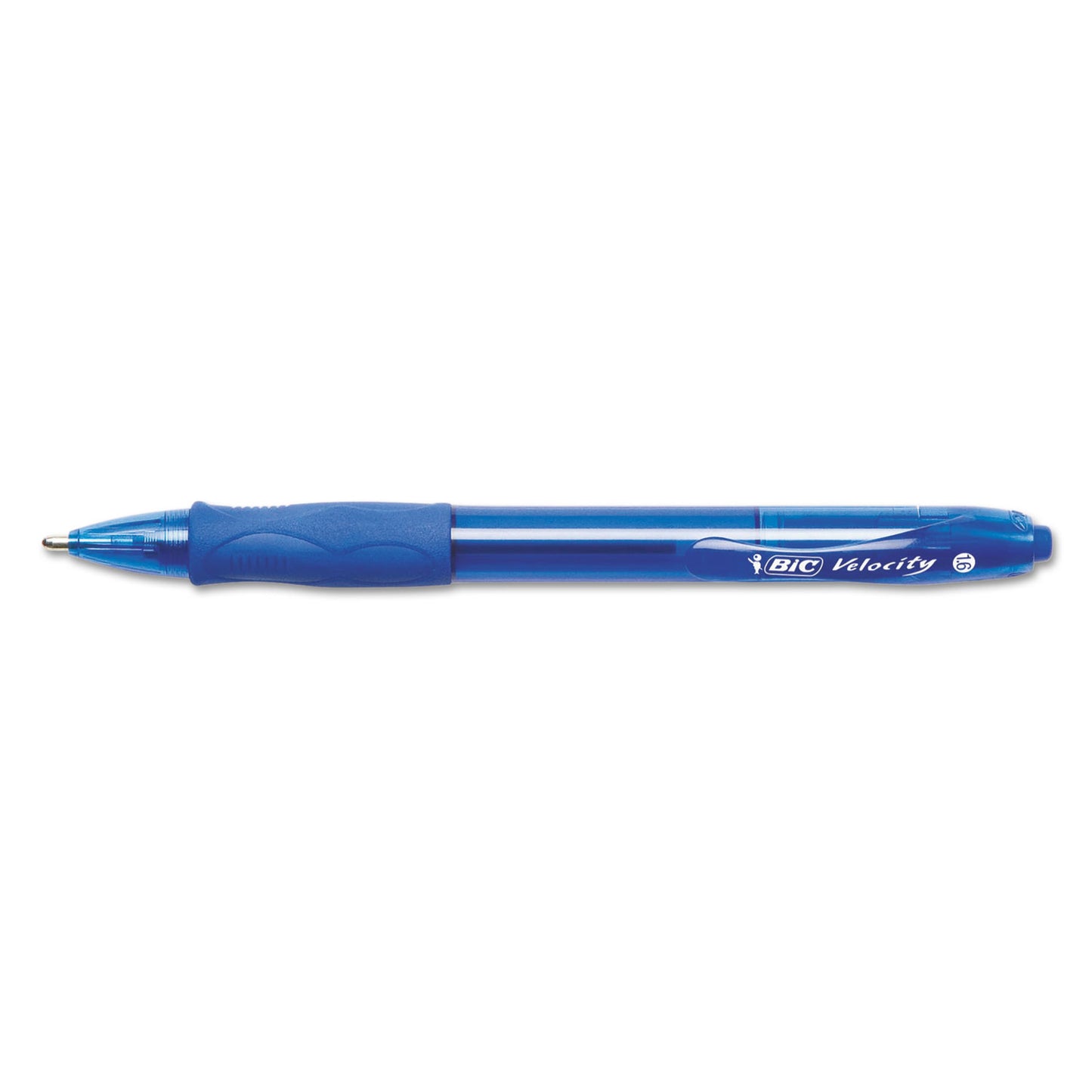 BIC GLIDE Bold Ballpoint Pen, Retractable, Bold 1.6 mm, Blue Ink, Translucent Blue Barrel, Dozen (VLGB11BE)