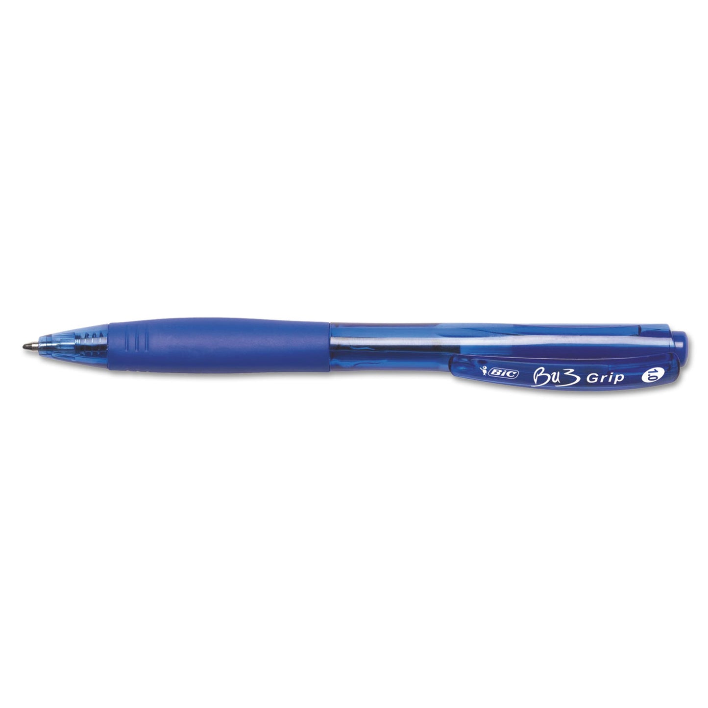 BIC BU3 Ballpoint Pen, Retractable, Bold 1 mm, Blue Ink, Translucent Blue/Blue Barrel, Dozen (BU311BE)