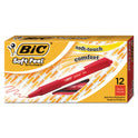 BIC Soft Feel Ballpoint Pen, Retractable, Medium 1 mm, Red Ink, Red Barrel, Dozen (SCSM11RD)