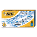 BIC Clic Stic Ballpoint Pen, Retractable, Medium 1 mm, Blue Ink, White Barrel, Dozen (CSM11BE)