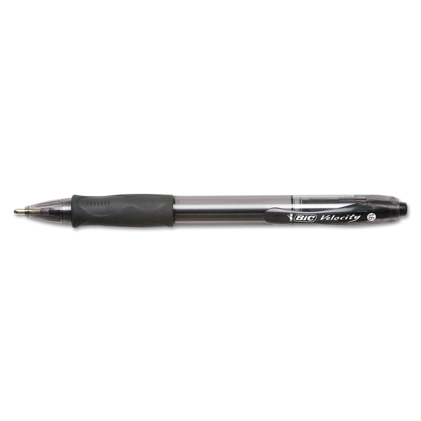 BIC GLIDE Bold Ballpoint Pen, Retractable, Bold 1.6 mm, Black Ink, Smoke Barrel, Dozen (VLGB11BK)