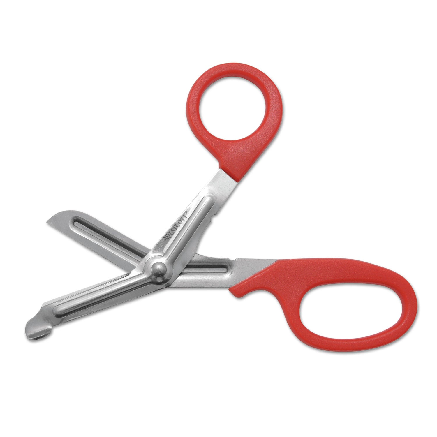 Westcott Stainless Steel Office Snips, 7" Long, 1.75" Cut Length, Crane-Style Red Handle (10098)