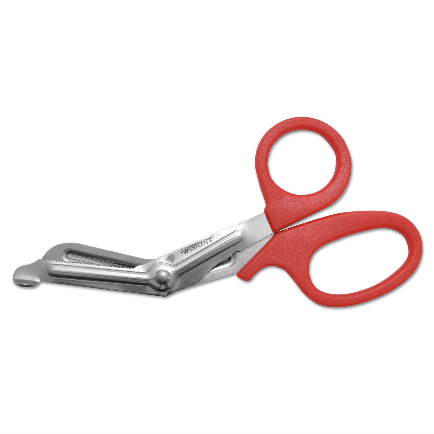 Westcott Stainless Steel Office Snips, 7" Long, 1.75" Cut Length, Crane-Style Red Handle (10098)