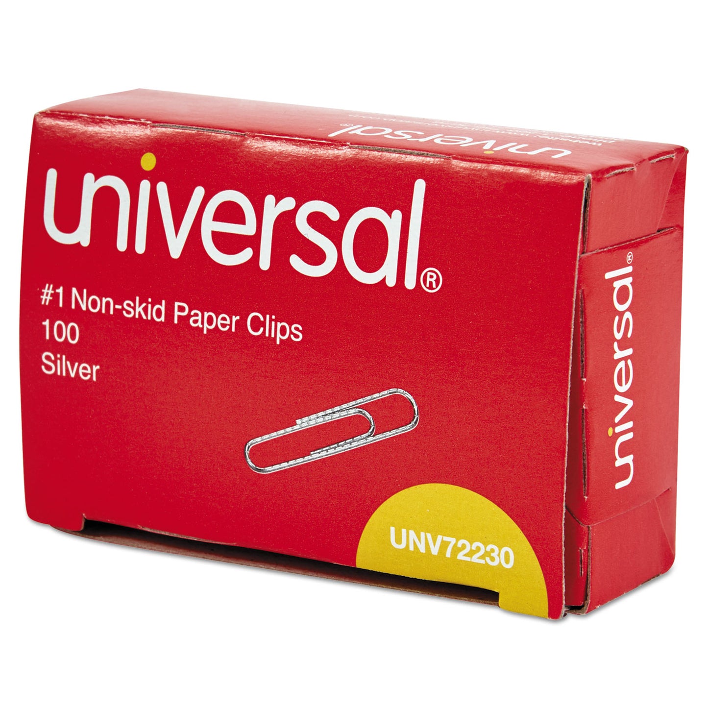 Universal Paper Clips, #1, Nonskid, Silver, 100 Clips/Box, 10 Boxes/Pack (72230)